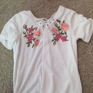 white floral lace up